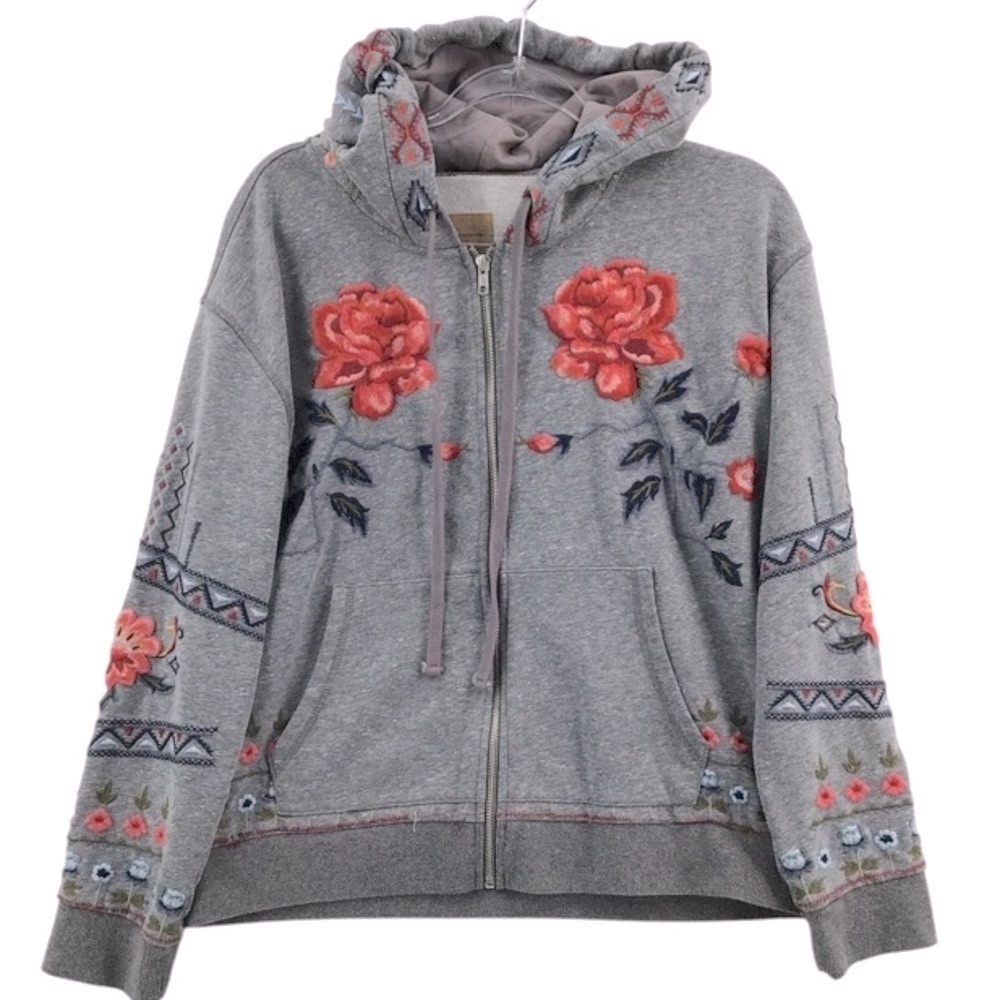 Driftwood “Teddy Hoodie” Embroidered Sweater (Grey) L